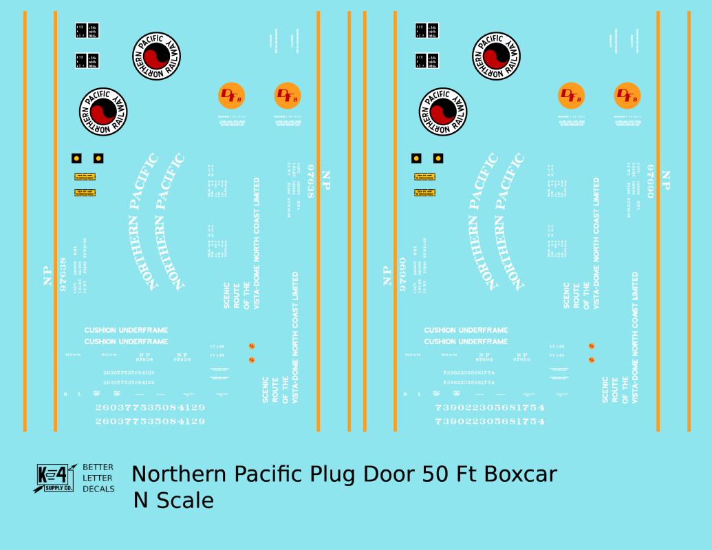 Northern Pacific 50 Ft Plug Door Boxcar White and Orange