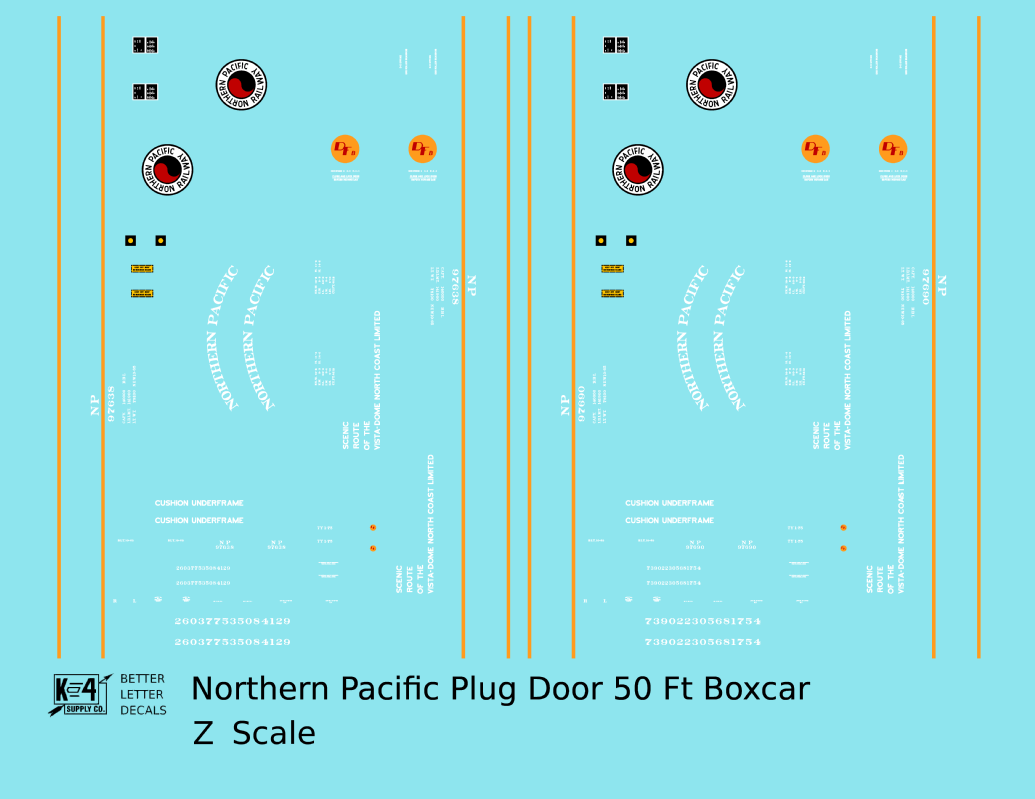 Northern Pacific 50 Ft Plug Door Boxcar White and Orange