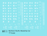 Northern Pacific Woodchip Gondola White  - Decal - Choose Scale