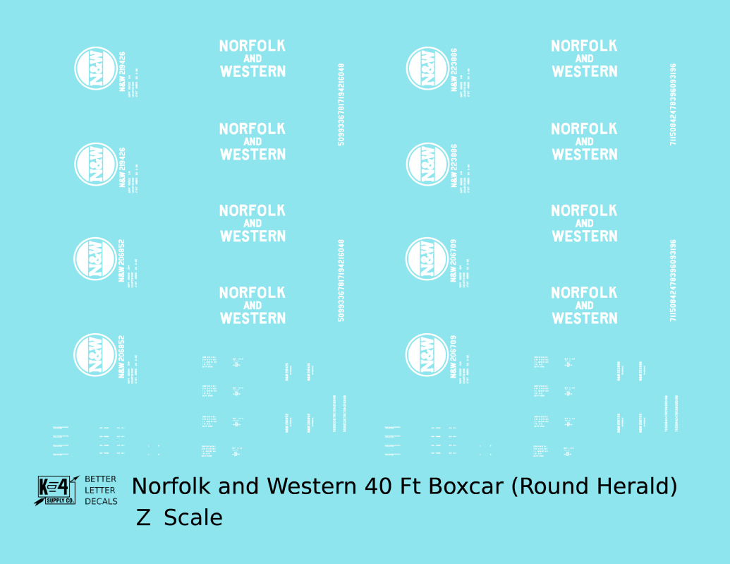 Norfolk and Western 40 Ft Boxcar White Round Herald