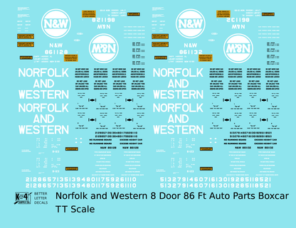 Norfolk and Western 8-Door 86 Ft Auto Parts Boxcar White