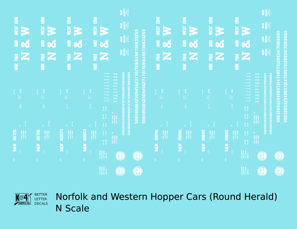 Norfolk and Western Triple Hopper White Round Herald