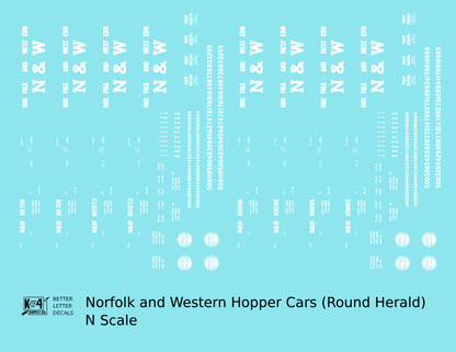Norfolk and Western Triple Hopper White Round Herald
