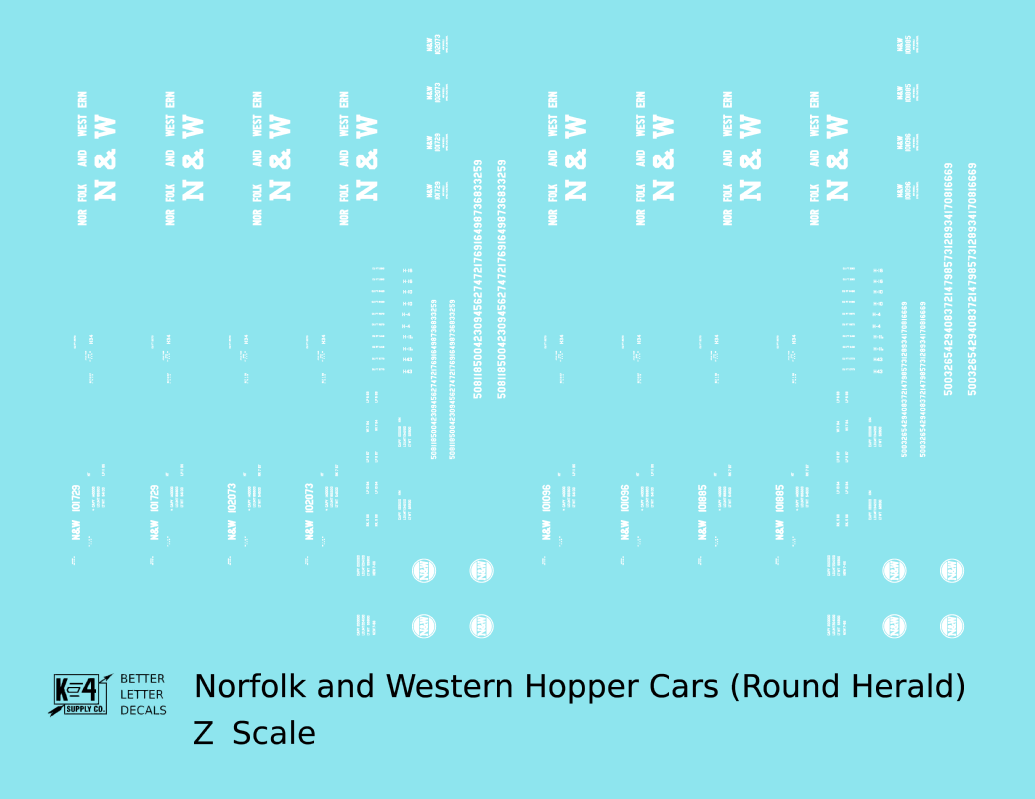 Norfolk and Western Triple Hopper White Round Herald