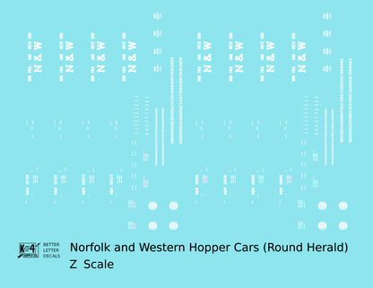 Norfolk and Western Triple Hopper White Round Herald
