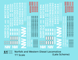 Norfolk and Western Diesel Locomotive White Late Scheme - Decal - Choose Scale