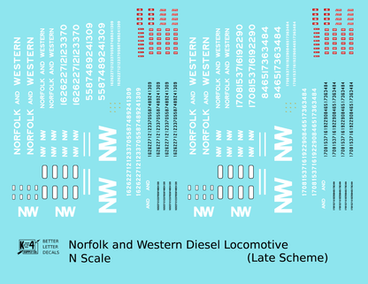 Norfolk and Western Diesel Locomotive White Late Scheme
