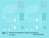 Norfolk and Western Diesel Locomotive White Late Scheme - Decal - Choose Scale