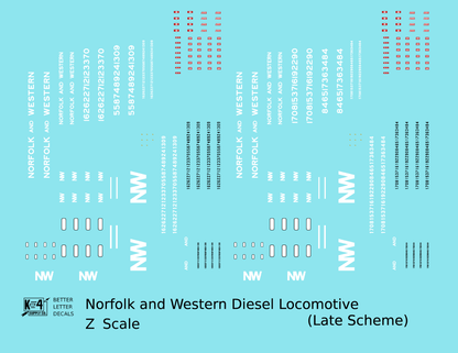 Norfolk and Western Diesel Locomotive White Late Scheme