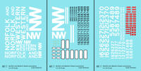 Norfolk and Western Diesel Locomotive White Late Scheme - Decal - Choose Scale