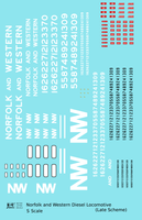 Norfolk and Western Diesel Locomotive White Late Scheme - Decal - Choose Scale