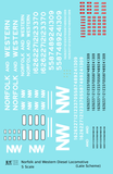 Norfolk and Western Diesel Locomotive White Late Scheme - Decal - Choose Scale