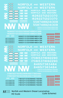 Norfolk and Western Diesel Locomotive White Late Scheme - Decal - Choose Scale