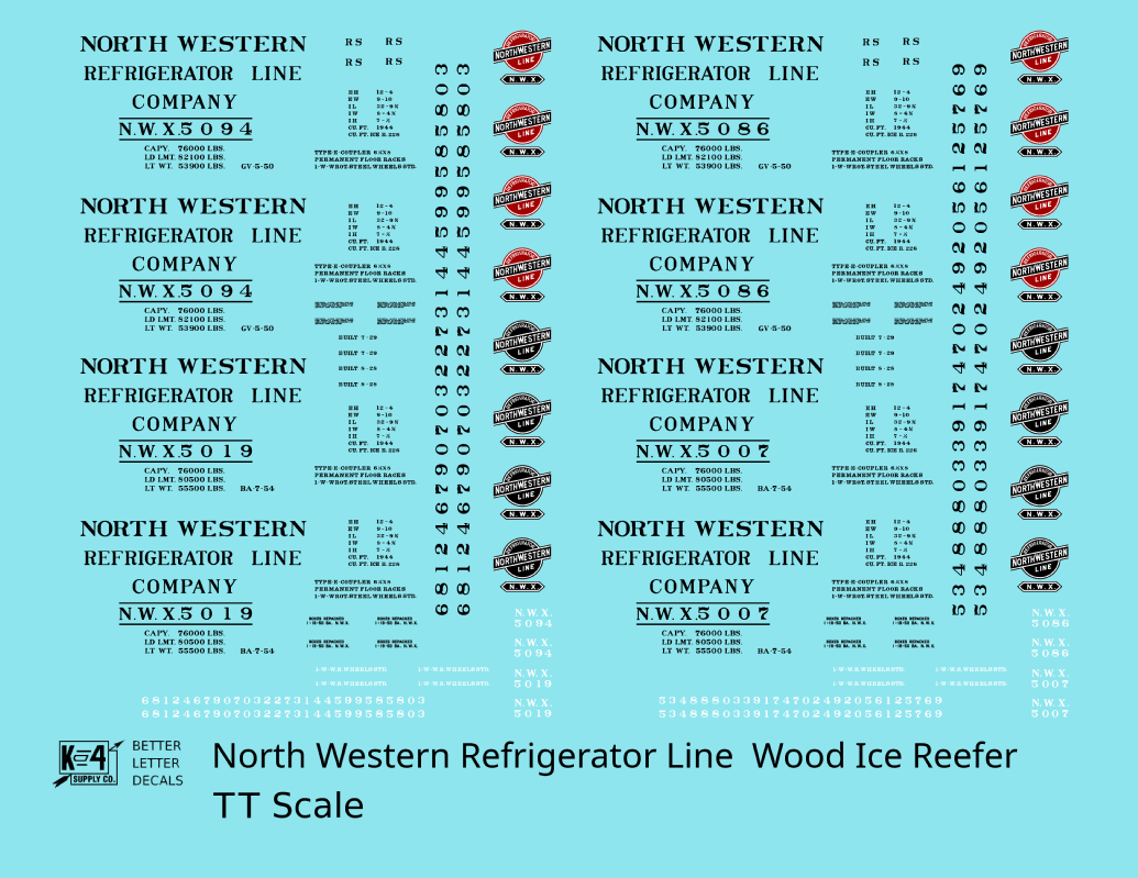Northwestern Refrigerator Line Wood Ice Reefer Black CNW - Decal - Choose Scale