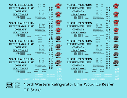 Northwestern Refrigerator Line Wood Ice Reefer Black CNW - Decal - Choose Scale