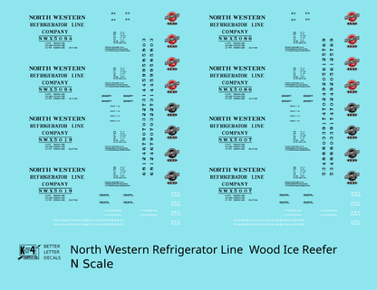Northwestern Refrigerator Line Wood Ice Reefer Black CNW - Decal - Choose Scale