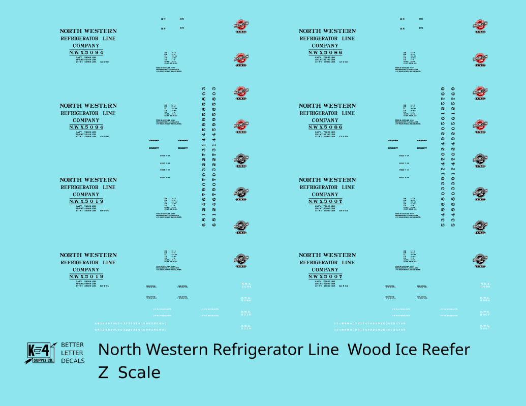 Northwestern Refrigerator Line Wood Ice Reefer Black CNW - Decal - Choose Scale