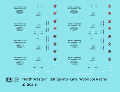 Northwestern Refrigerator Line Wood Ice Reefer Black CNW - Decal - Choose Scale