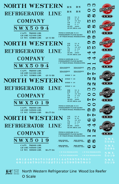 Northwestern Refrigerator Line Wood Ice Reefer Black CNW - Decal Sheet
