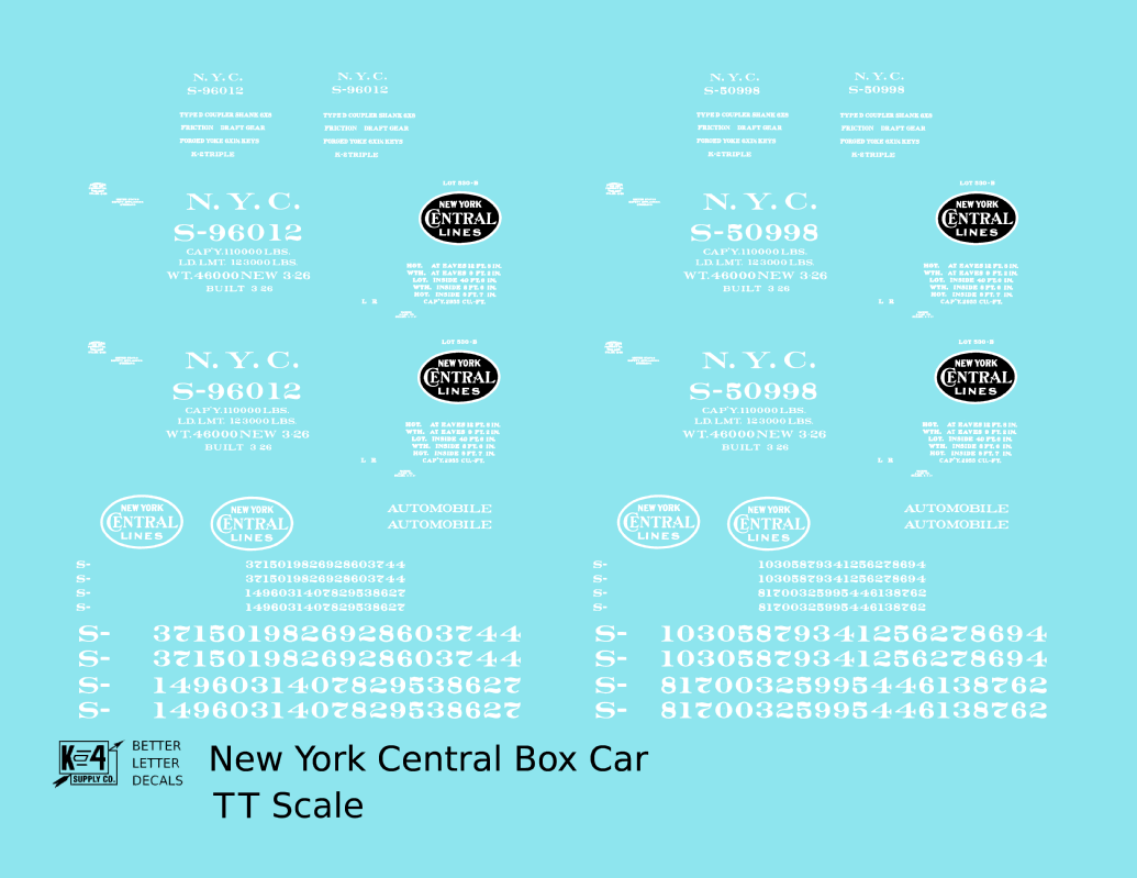 New York Central 40 Ft Boxcar White