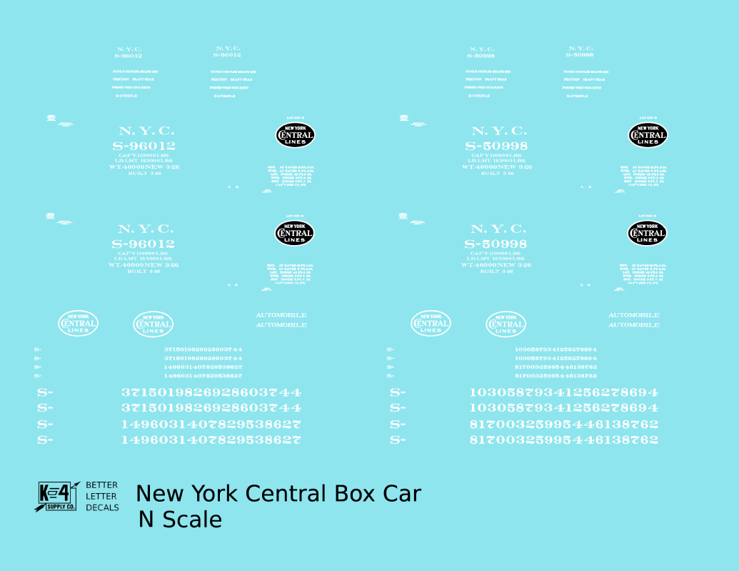 New York Central 40 Ft Boxcar White