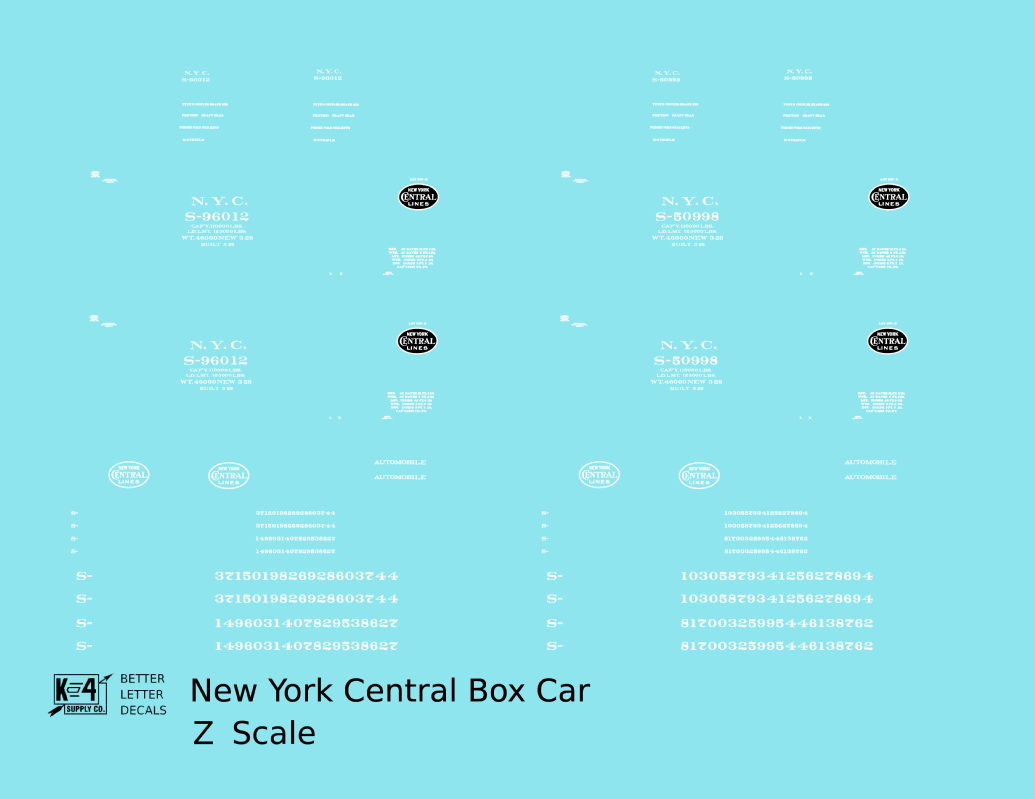New York Central 40 Ft Boxcar White