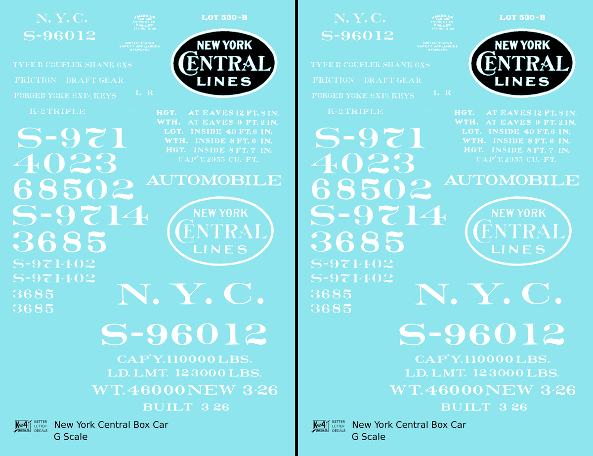 New York Central 40 Ft Boxcar White