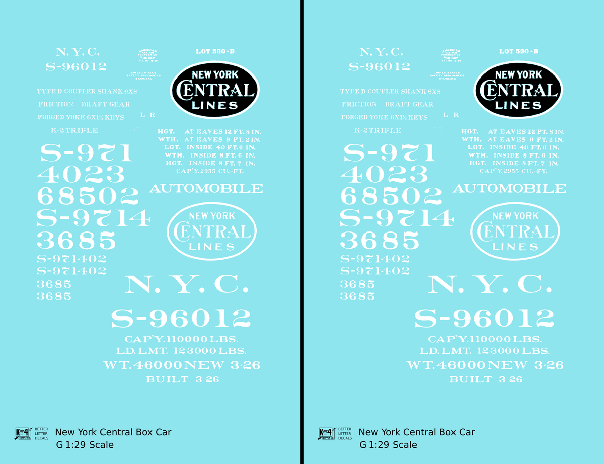 New York Central 40 Ft Boxcar White