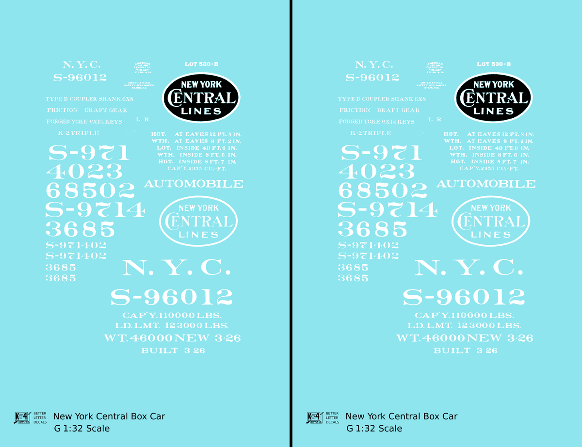 New York Central 40 Ft Boxcar White