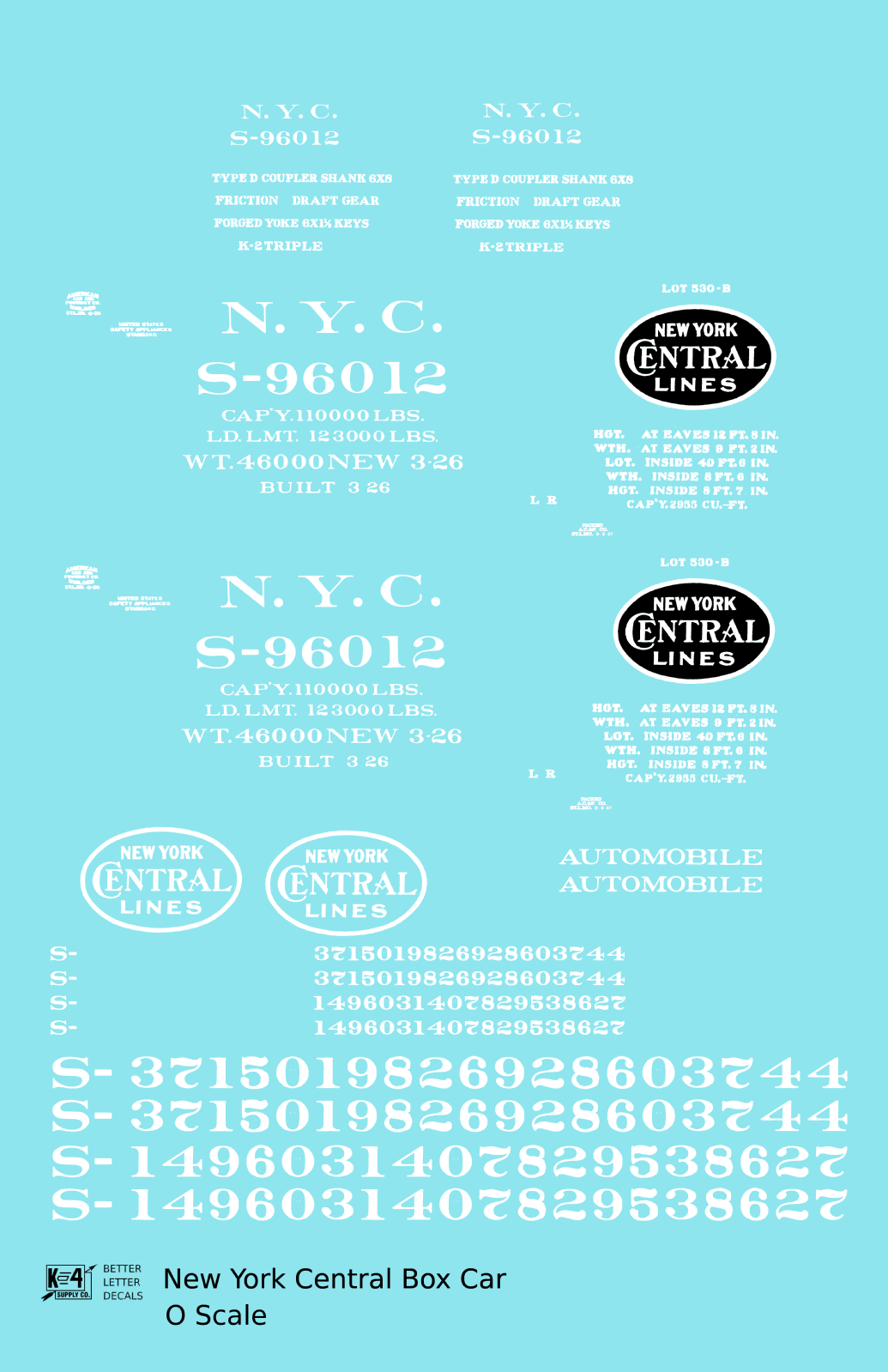 New York Central 40 Ft Boxcar White