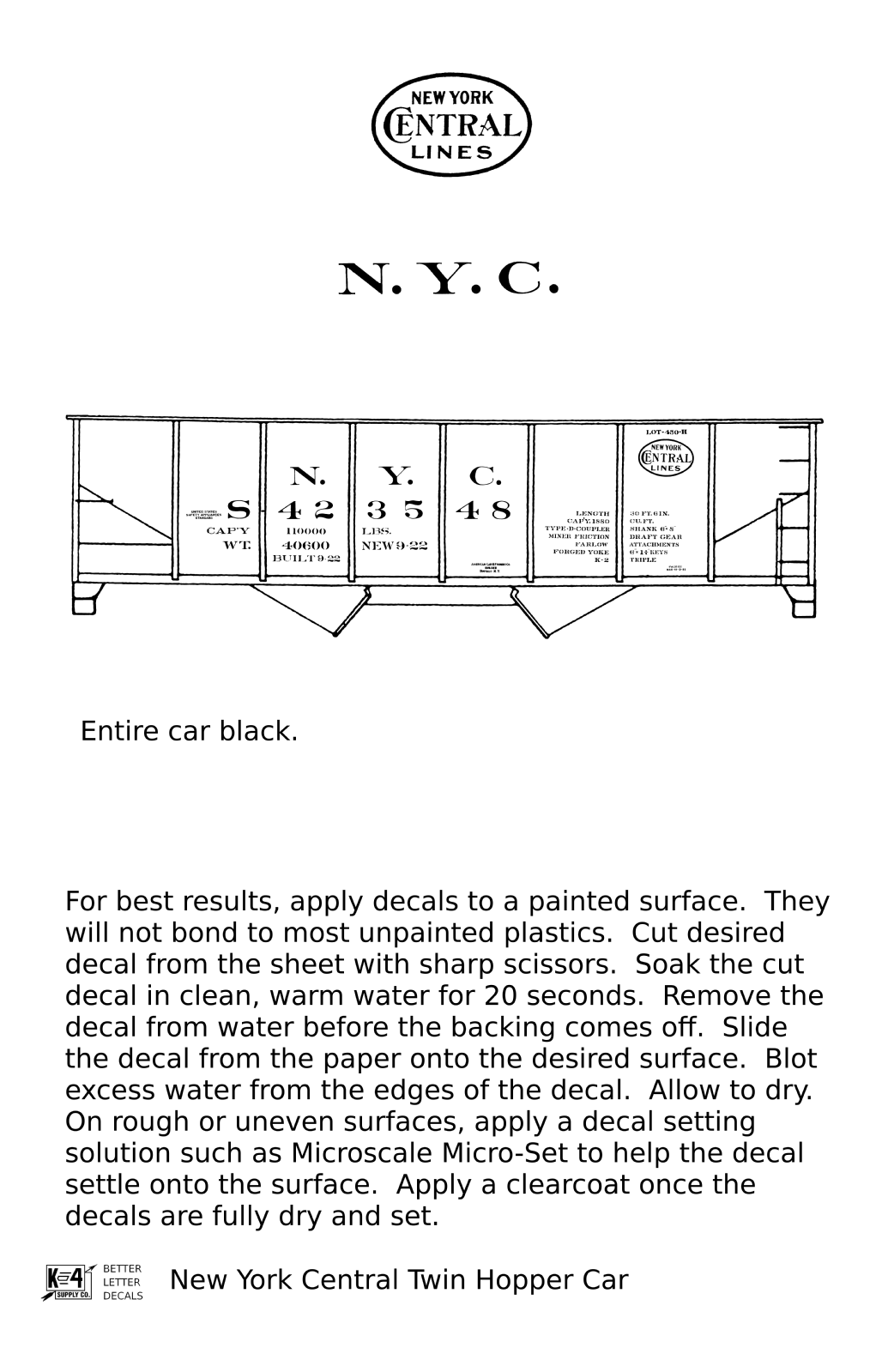 New York Central Twin Hopper Car White