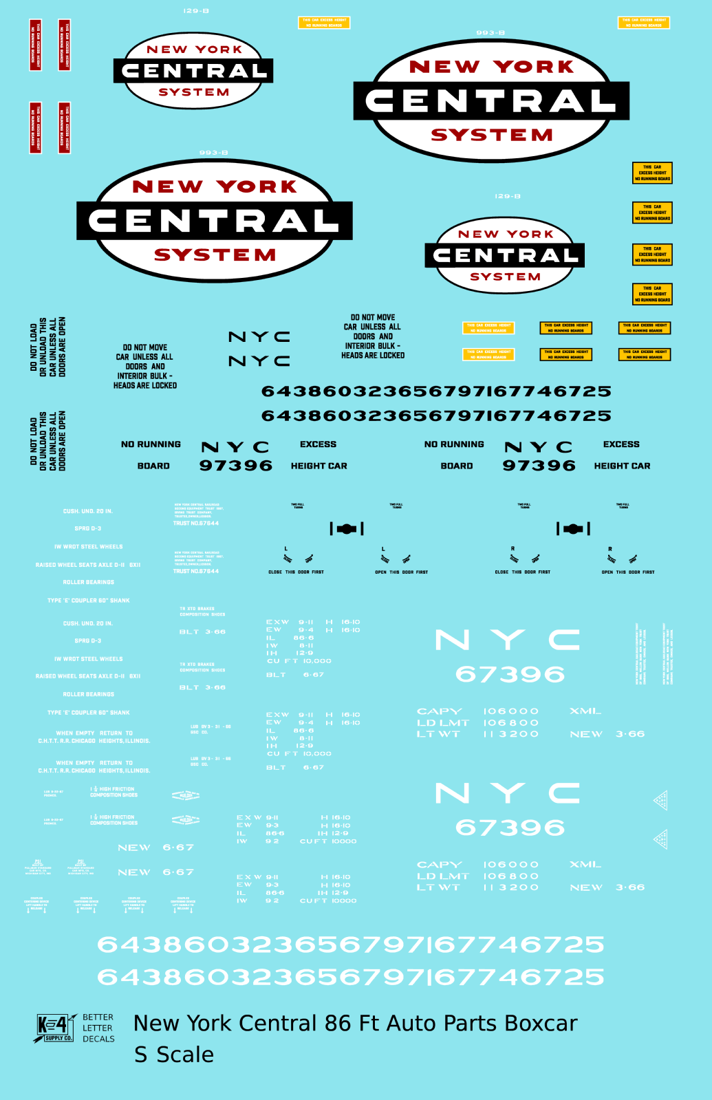 New York Central 86 Ft Auto Parts Boxcar White Cigar Band