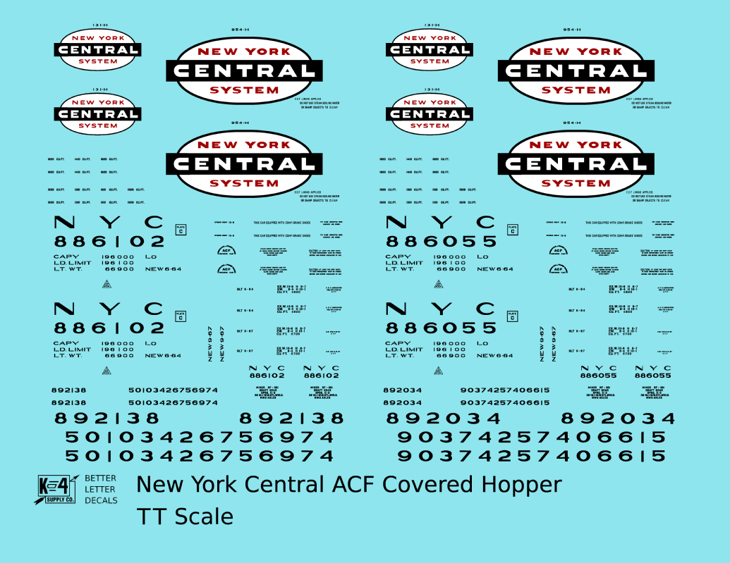 New York Central ACF Covered Hopper Black White and Red
