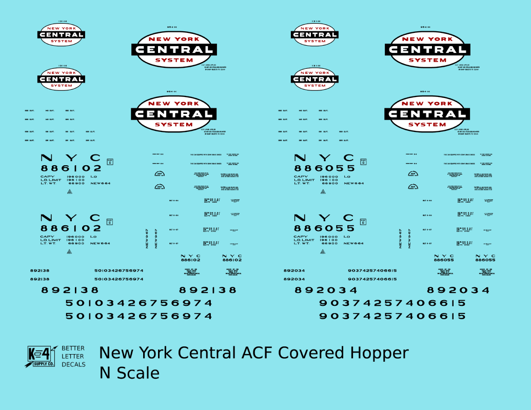 New York Central ACF Covered Hopper Black White and Red