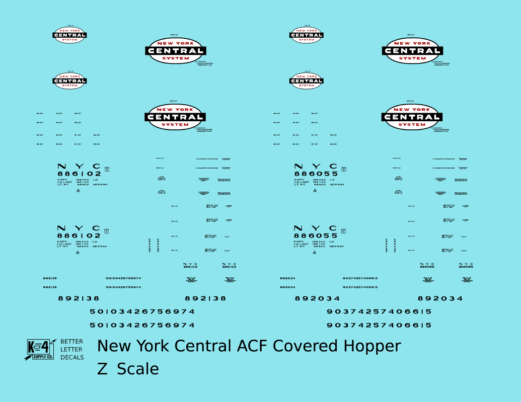 New York Central ACF Covered Hopper Black White and Red