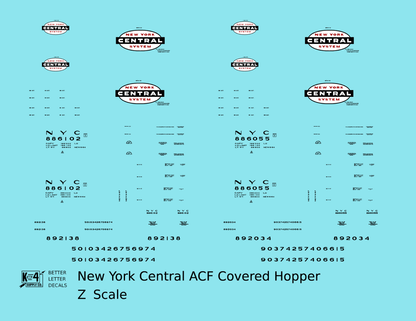 New York Central ACF Covered Hopper Black White and Red