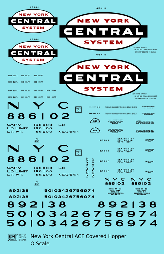 New York Central ACF Covered Hopper Black White and Red