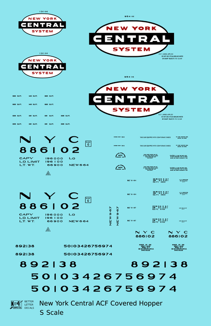 New York Central ACF Covered Hopper Black White and Red