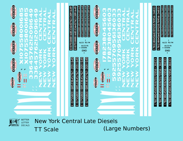 New York Central Cigar Band Diesel White Big Numbers - Decal New York Central Cigar Band Diesel White Big Numbers - Decal