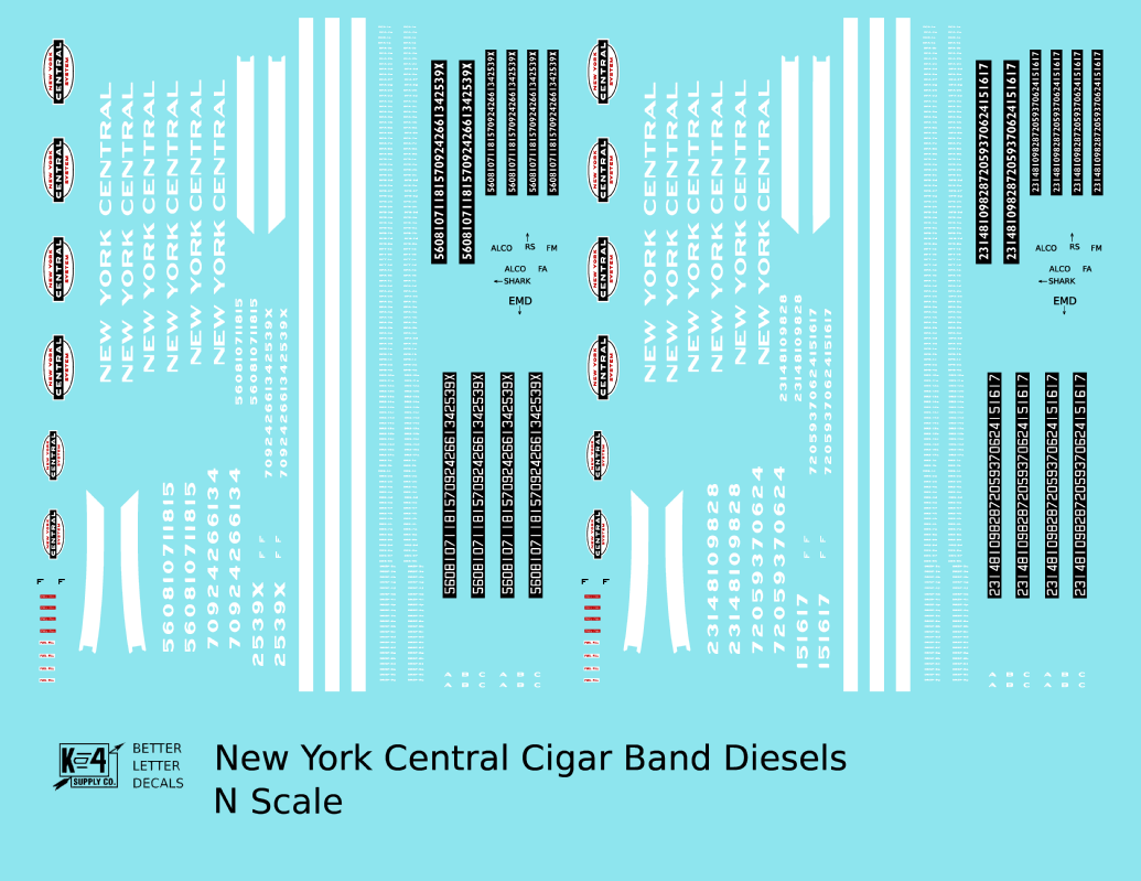New York Central Cigar Band Diesel White Small Numbers