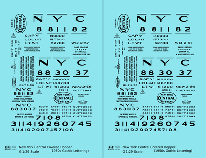New York Central 70 Ton Covered Hopper Black 1950s Gothic Lettering