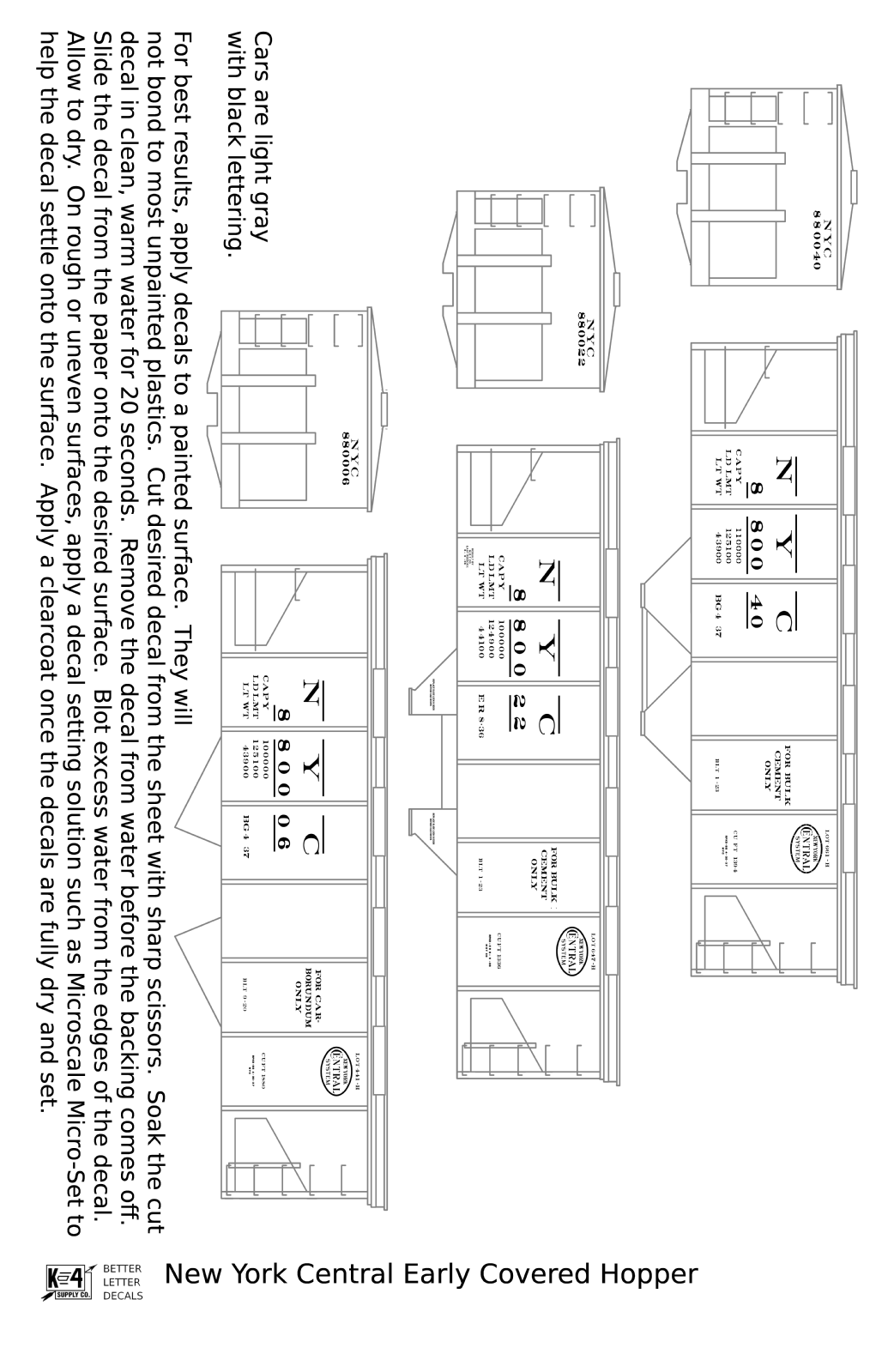 New York Central Covered Hopper Black NYC-Built - Decal