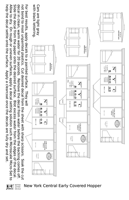 New York Central Covered Hopper Black NYC-Built - Decal