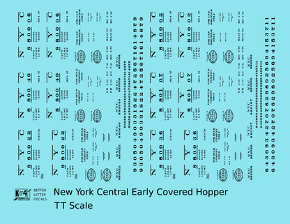 New York Central Covered Hopper Black NYC-Built - Decal - Choose Scale