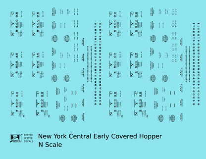 New York Central Covered Hopper Black NYC-Built - Decal - Choose Scale