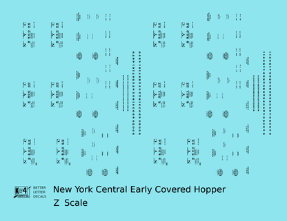 New York Central Covered Hopper Black NYC-Built - Decal - Choose Scale