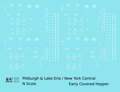 New York Central Covered Hopper White NYC-Built - Decal - Choose Scale