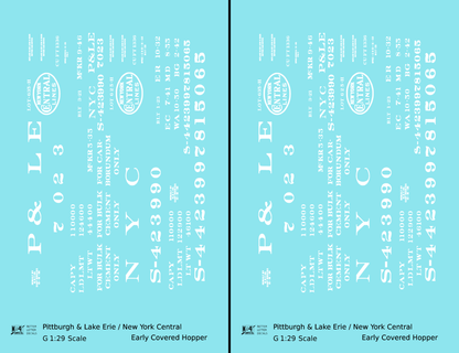 New York Central Covered Hopper White NYC-Built - Decal - Choose Scale