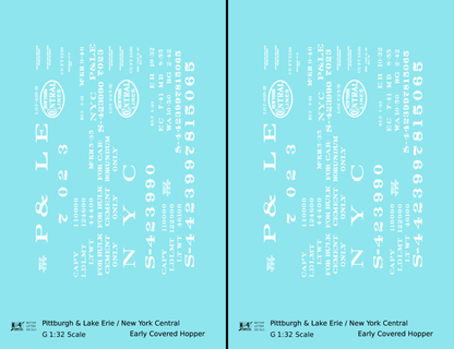 New York Central Covered Hopper White NYC-Built - Decal - Choose Scale