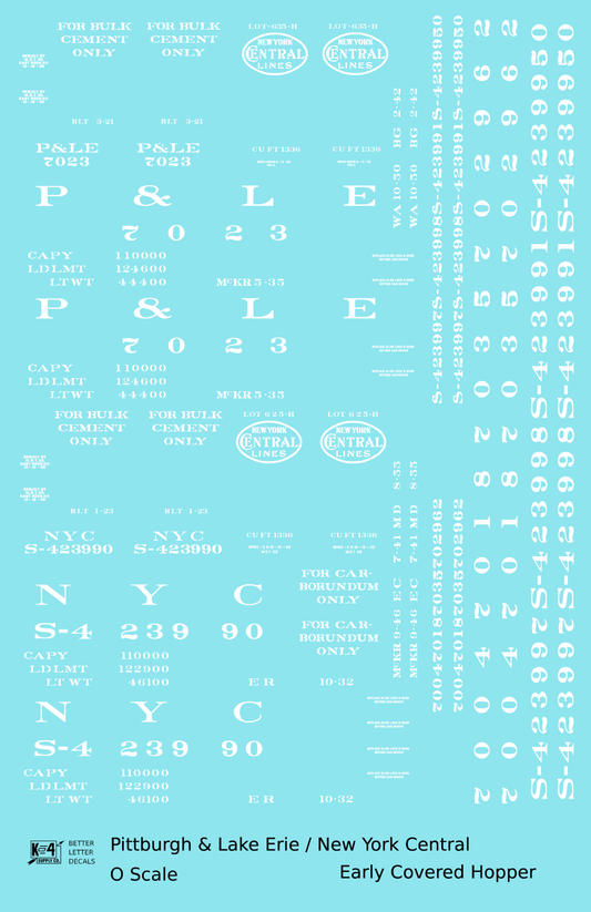New York Central Covered Hopper White NYC-Built - Decal Sheet